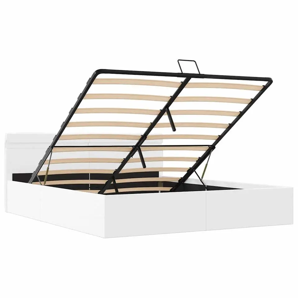 vidaXL - LED bed met opbergruimte - Hydraulisch - Wit - Kunstleer - 180x200 cm