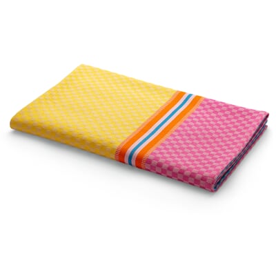 Geschirrtuch Karo, Gelb / Pink