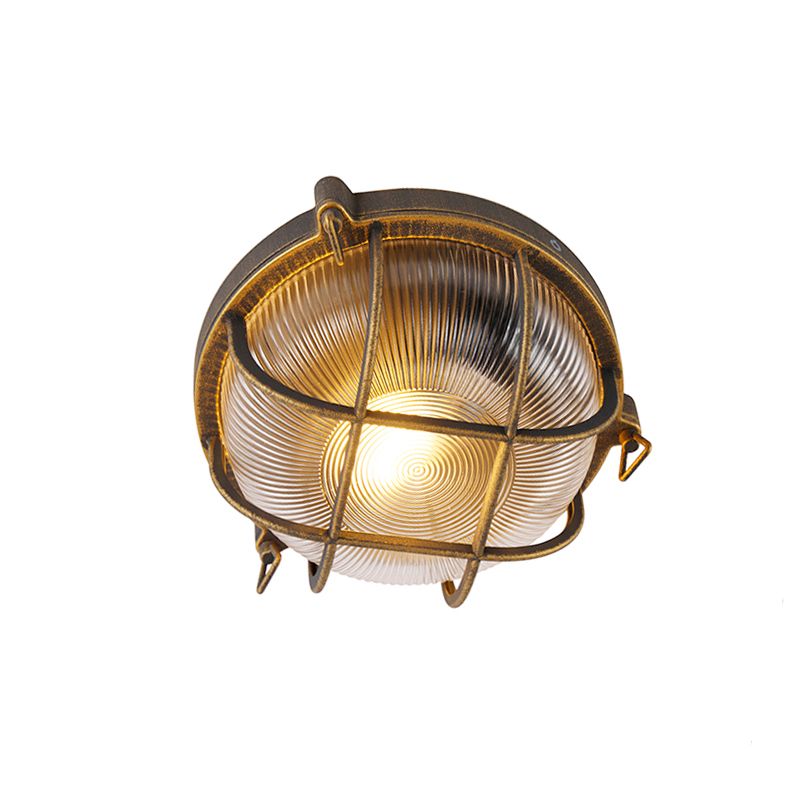 Wand- en plafondlamp goud/messing rond IP44 - Noutica