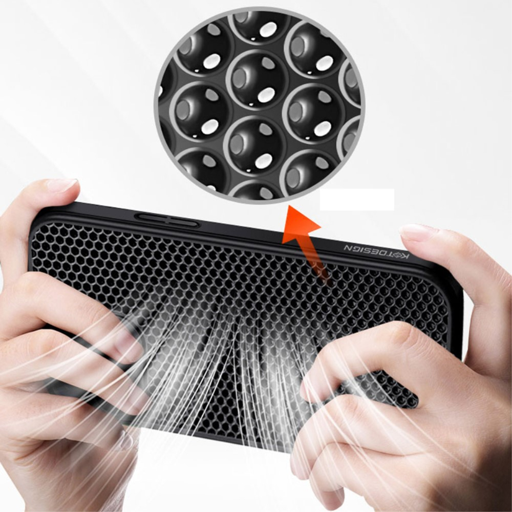 iPhone 15 Pro Max Hybrid Hardcase Hülle im Waben Design mit Kameraglasschutz - Dunkelblau