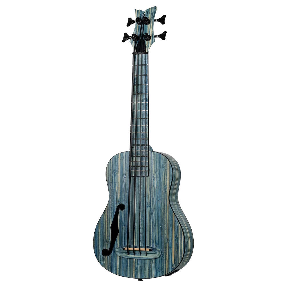 Ortega RUSWB-UB Bamboo Series Short Scale Uke Bass Stonewashed E/A bas ukelele met gigbag
