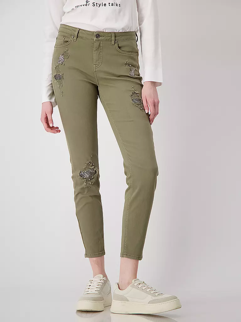 MONARI Jeans Slim Fit 7/8 olive