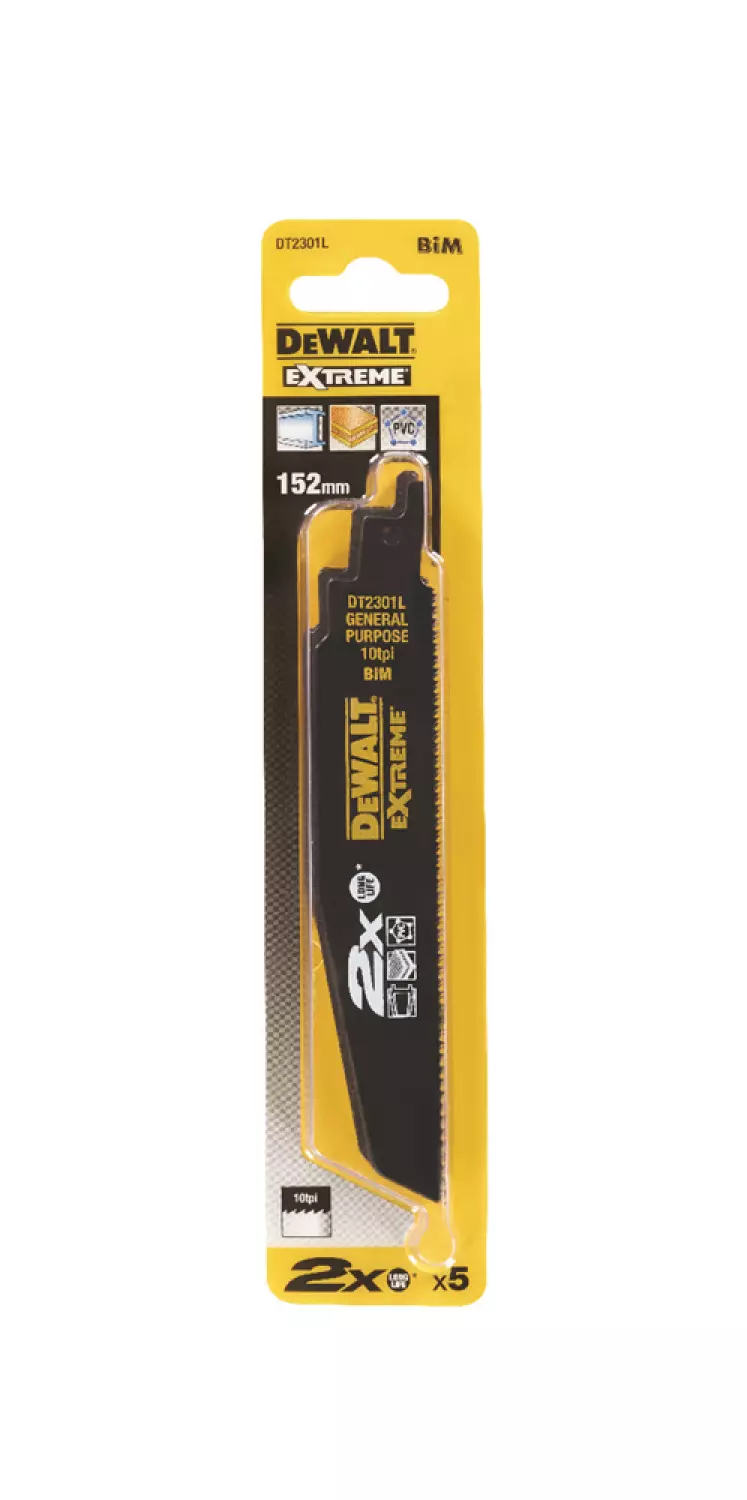 DeWALT DT2301L Reciprozaagblad - 152 x 2,5mm - Universeel (5st)