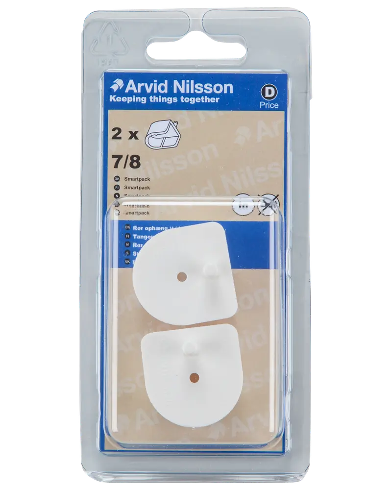 Arvid Nilsson Rørophæng i hvid plast 7/8 2-pak