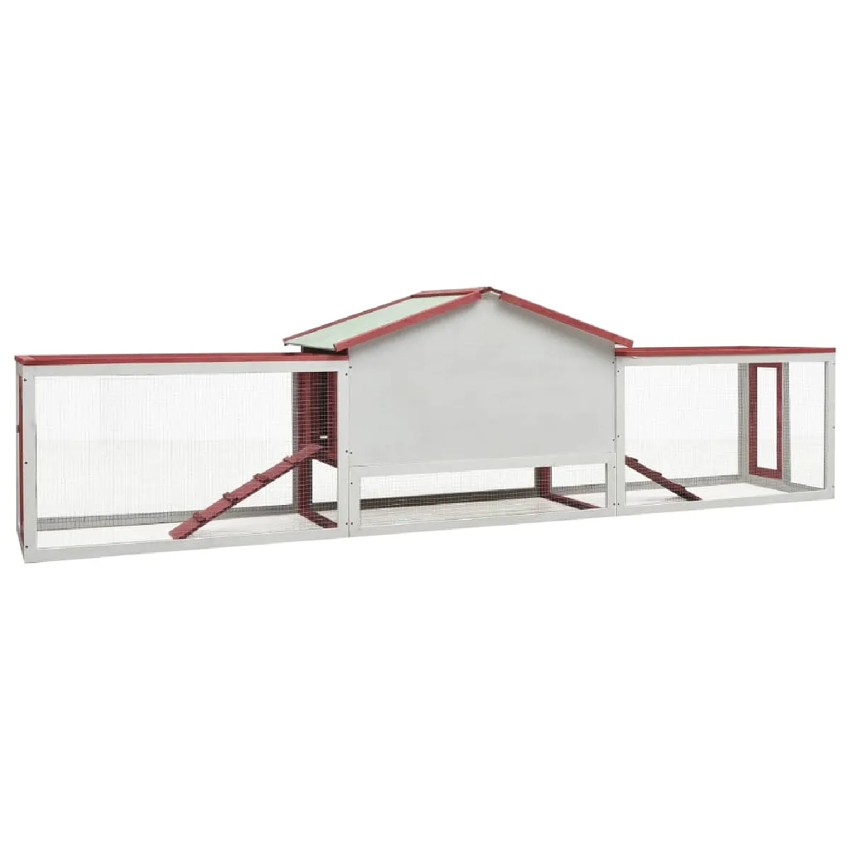 vidaXL Clapier Rouge 310x70x87 cm Bois Massif