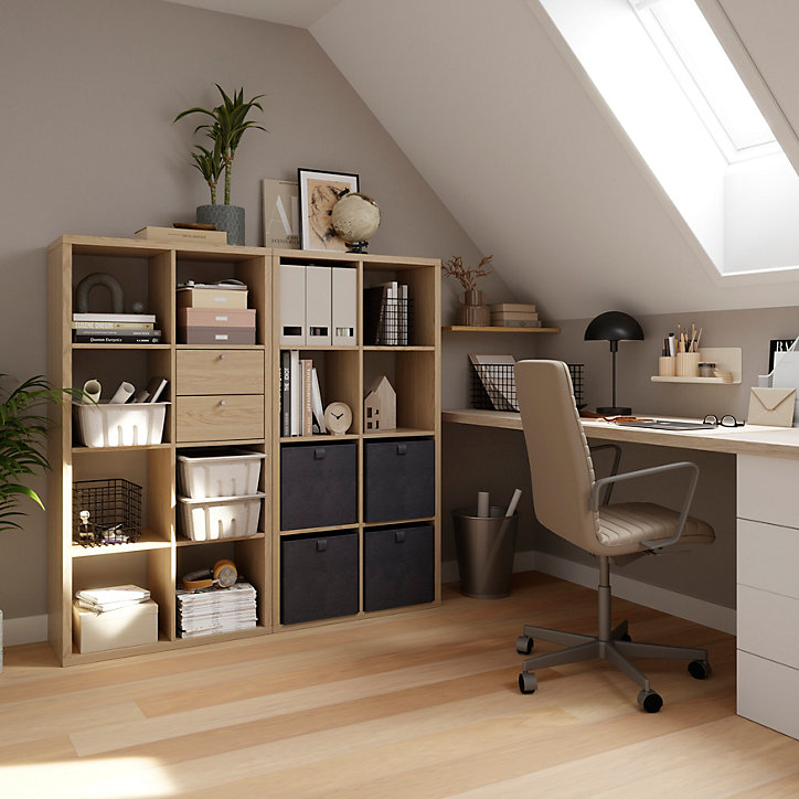 Étagère modulable 8 cubes GoodHome Mixxit effet chêne