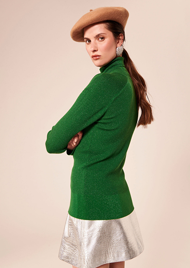 Pull Preciousvert émeraude en laine et lurex