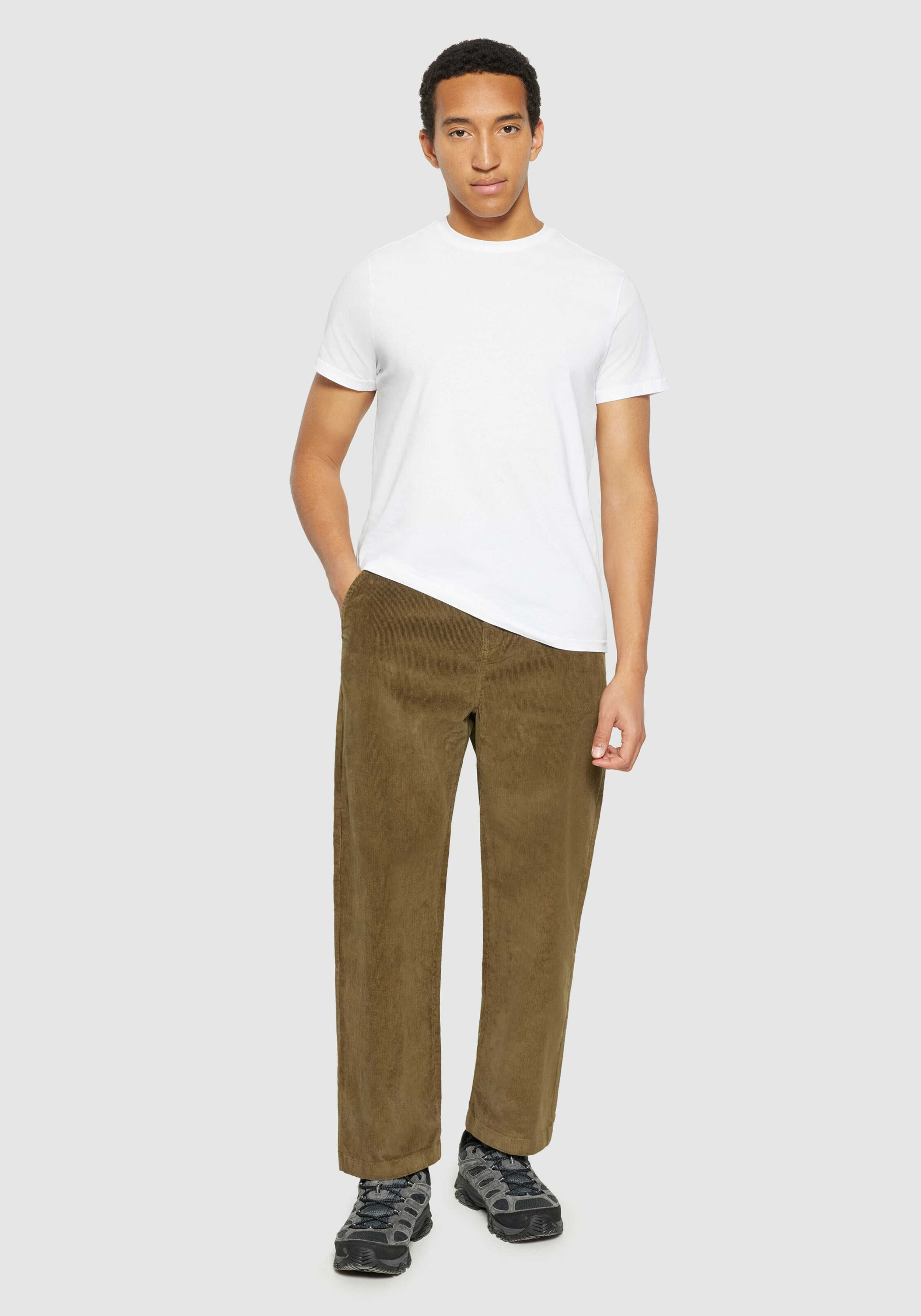 Knowledge Cotton Apparel Cord-Hose Flint Wide Corduroy Chino Pants Dark Olive