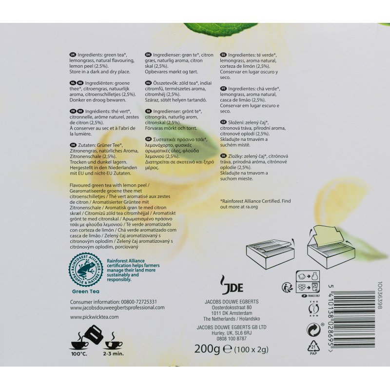 Thé vert citron Pickwick - Boîte de 100 sachets
