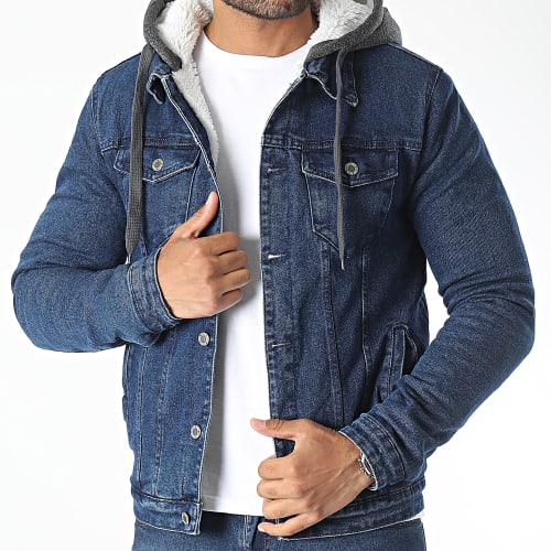 Veste Jean Capuche Bleu Denim