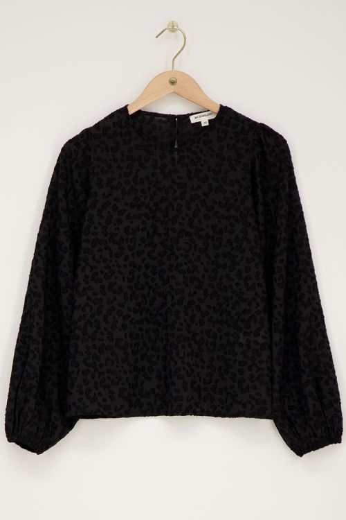 Zwarte chiffon top met pofmouwen