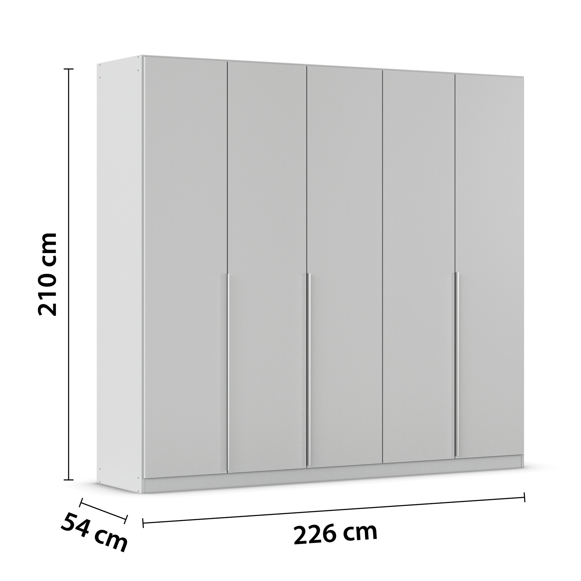 Drehtürenschrank - seidengrau - 5-türig - 226x210 cm