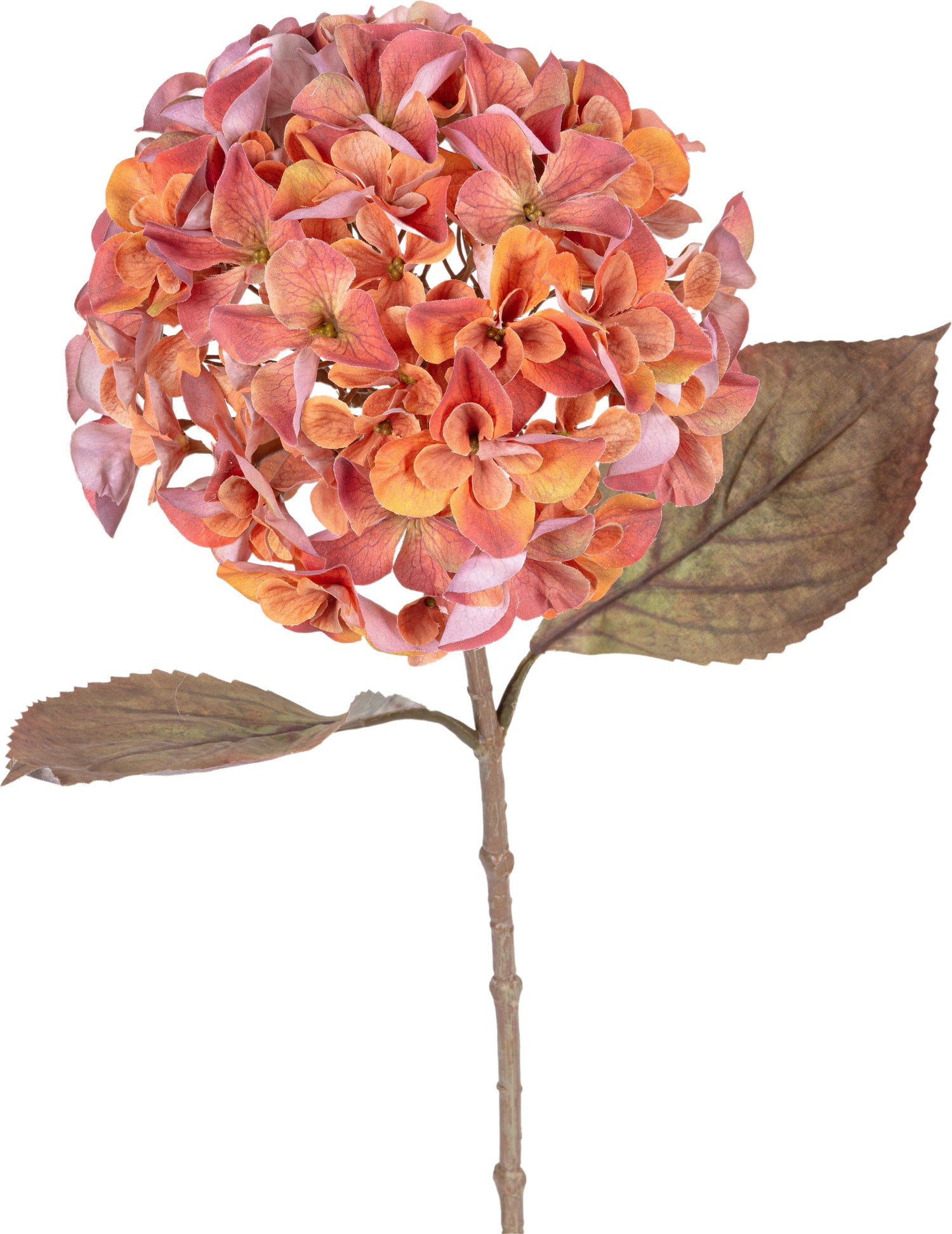 Louis Maes kunstbloem Hortensia oranje 65 cm