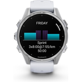 Montre connectée Garmin fenix 8 AMOLED 43mm Acier Silver avec bracelet blanc