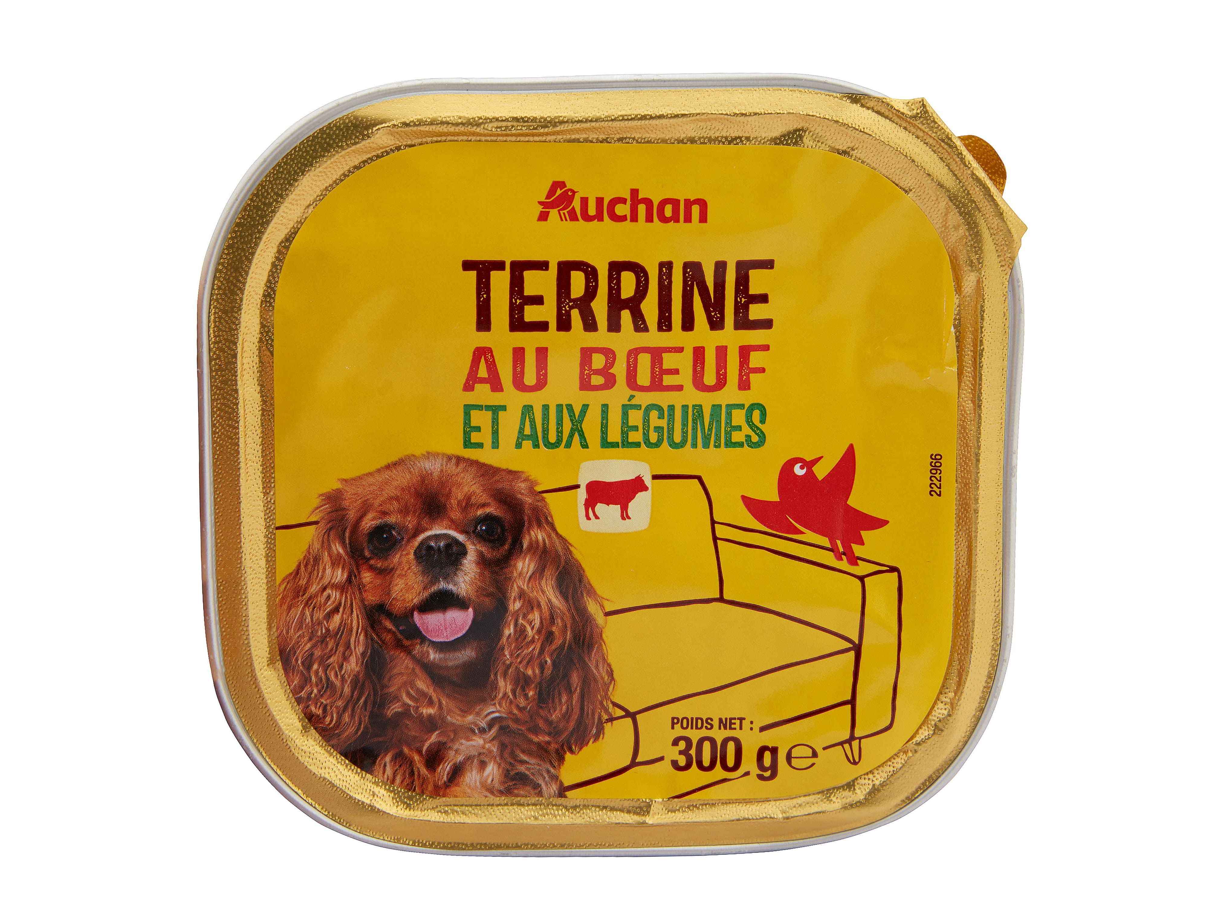 COMIDA HÚMIDA PARA CÃO AUCHAN TERRINA COM VACA ET COM LEGUMES 300G