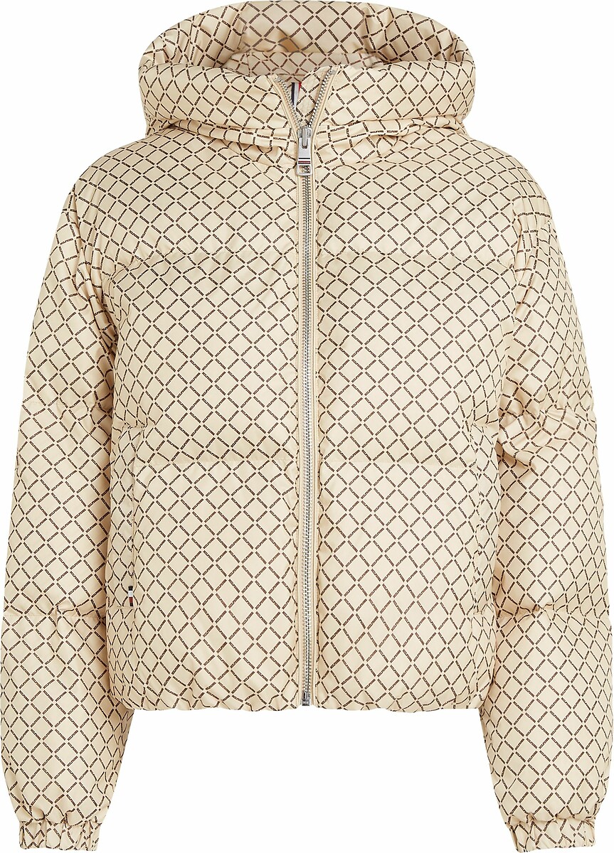TOMMY HILFIGER<br>Jaqueta curta de plumas com mangas compridas e capuz