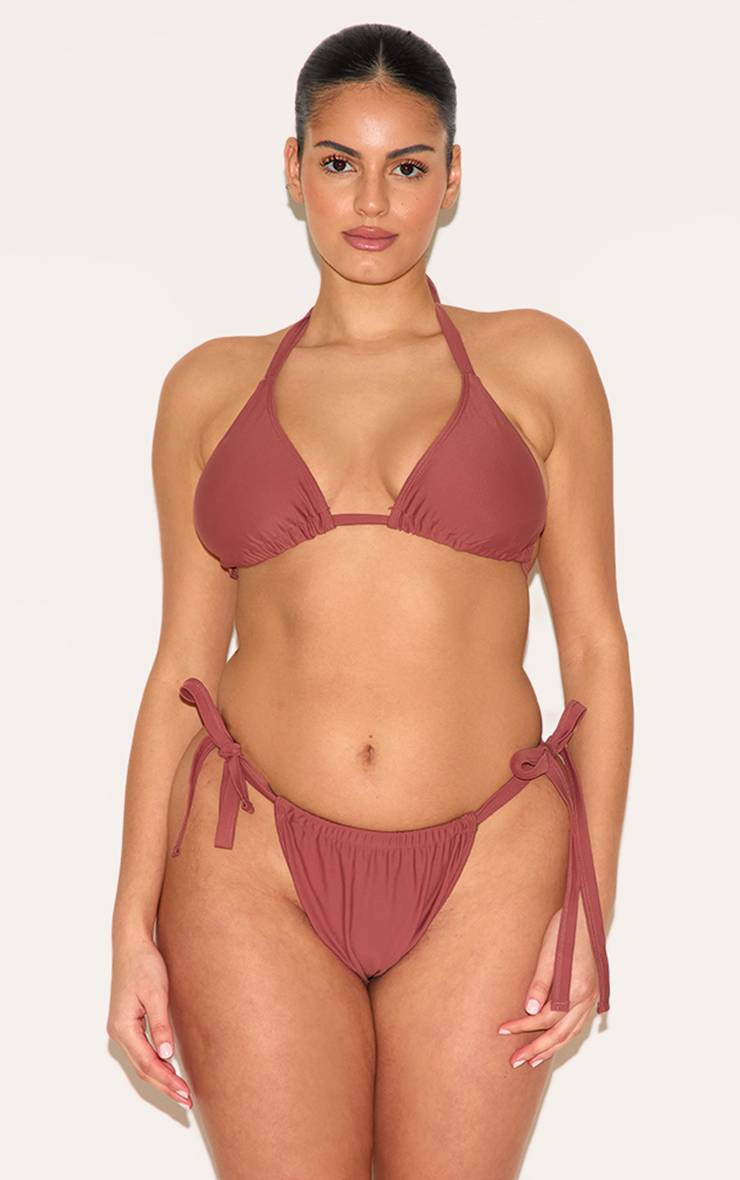 Rouille Bas De Bikini Tanga Basique Plus Avec Liens Sur Les Côtés