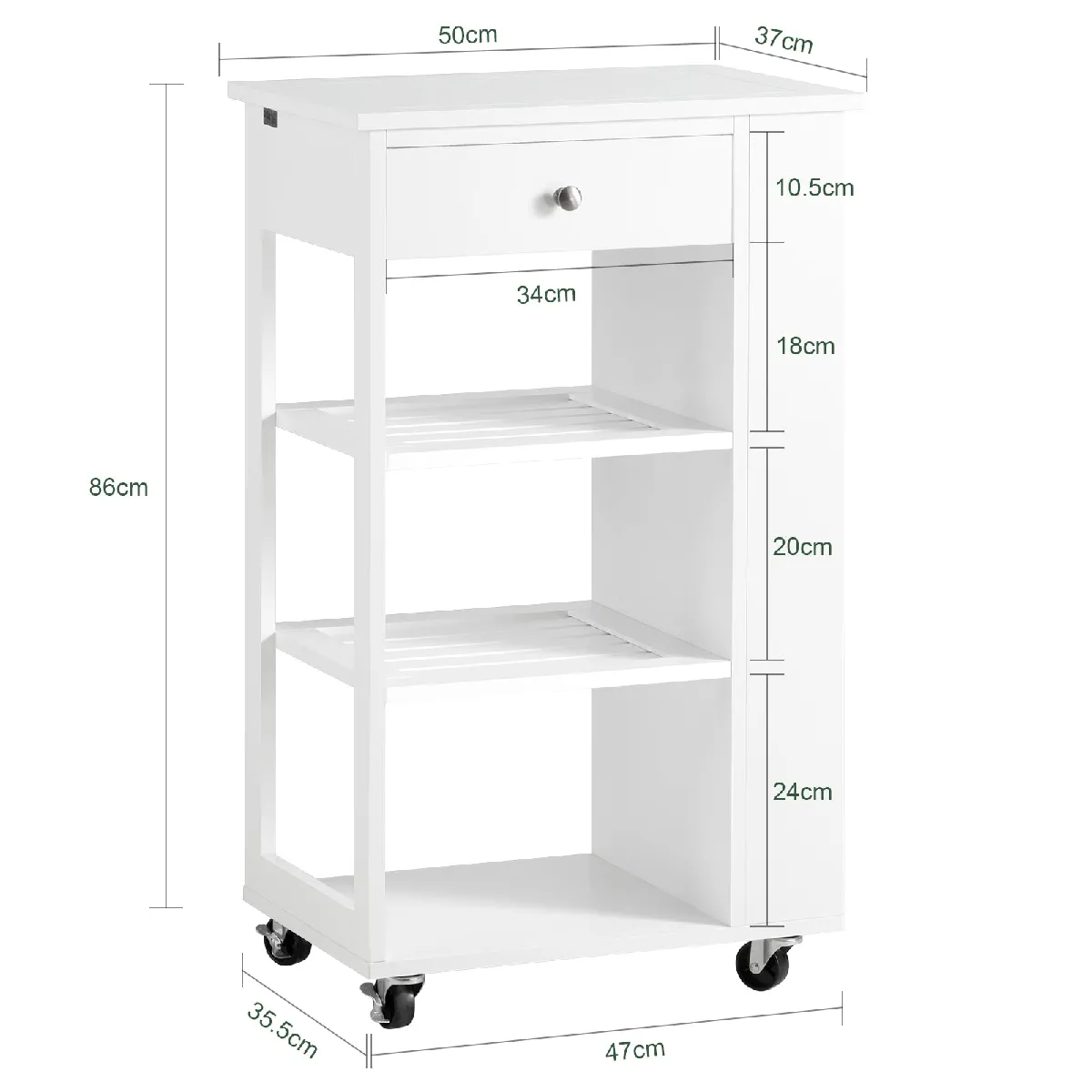 SoBuy FKW12-II-W Chariot de Service