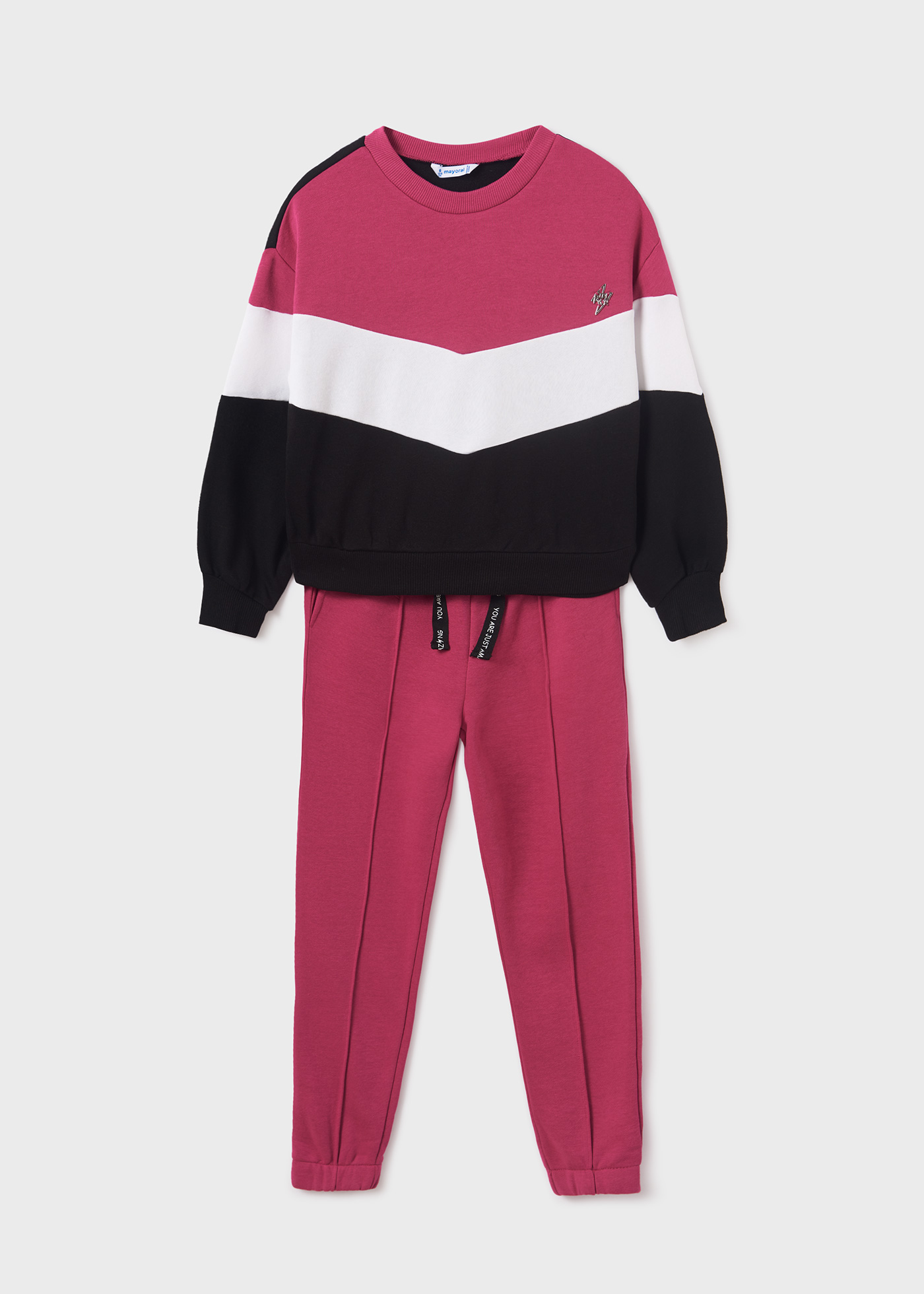 Conjunto de moletom infantil com blocos de cores