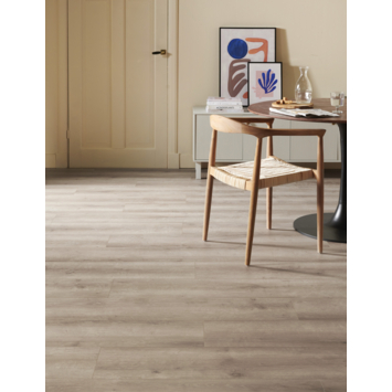 vtwonen click PVC EVC Barley rechte stroken bruin houtlook incl. geïntegreerde ondervloer
