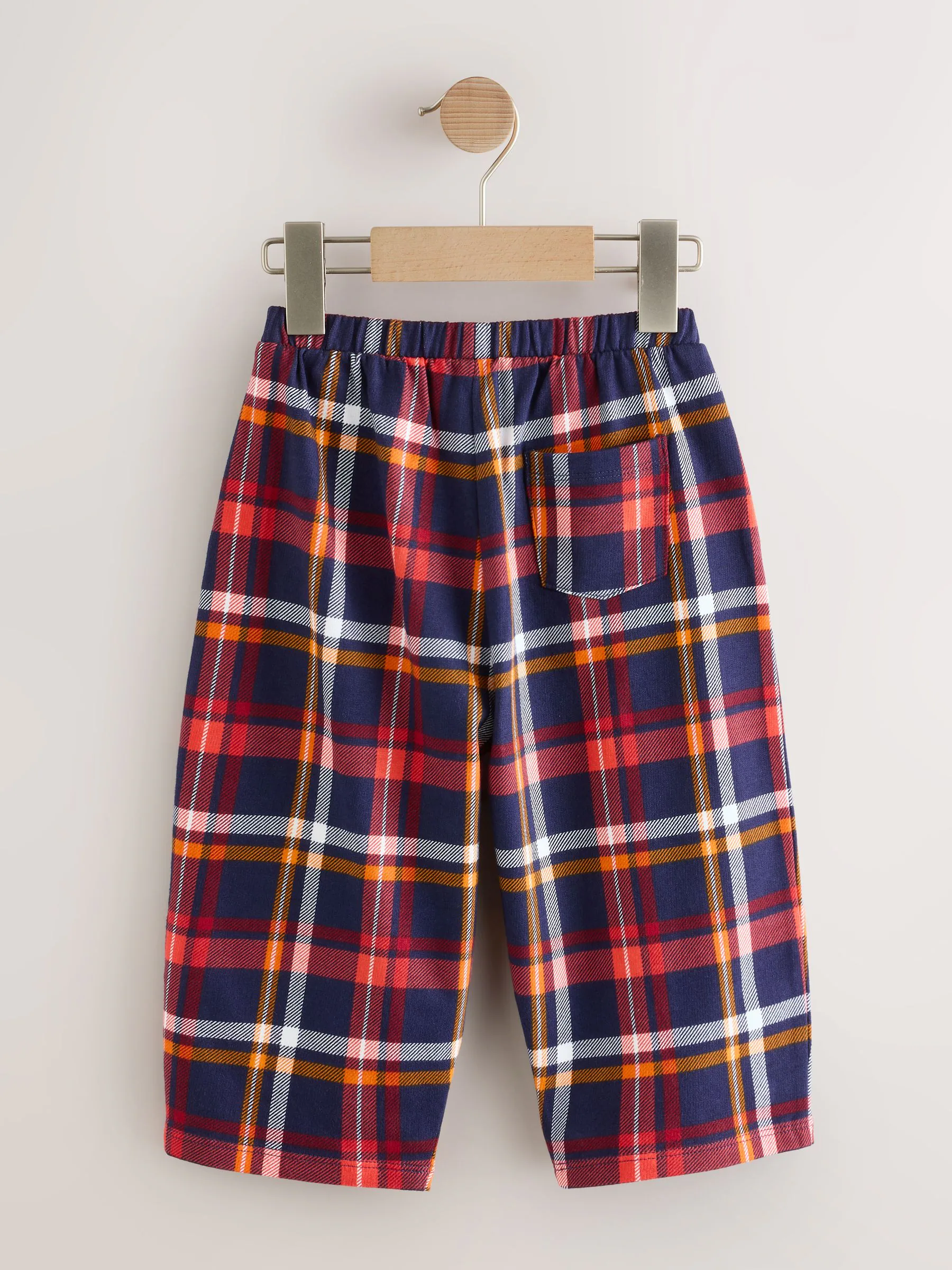 Marineblauw geruit - Broek met wijde kortere pijpen (3mnd -7jr)
