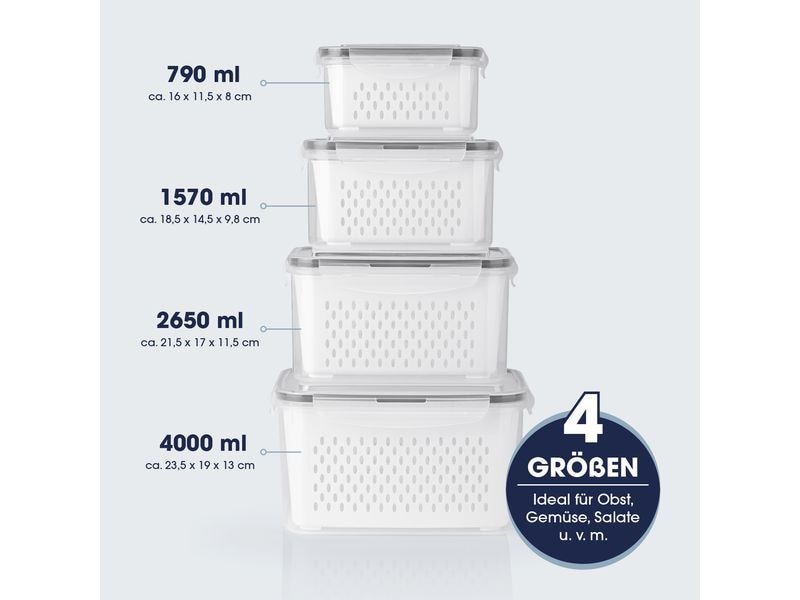 GOURMETmaxx Vorratsdose 12-teilig, 4 l, Weiss Frischhaltedosen