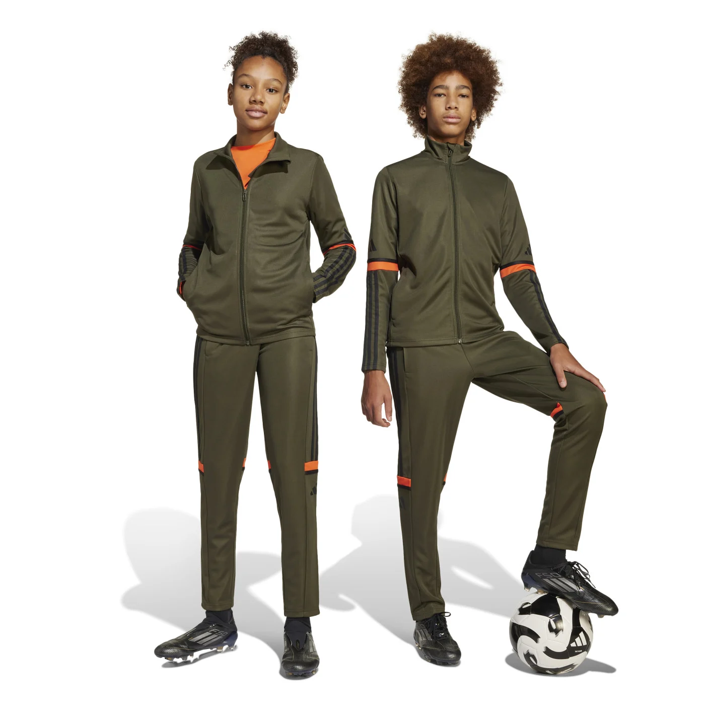 adidas Squadra 25 Trainingspak Full-Zip Kids Donkergroen Zwart Oranje