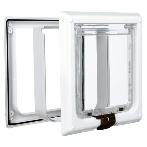 Porta para gatos branca com fecho magnético