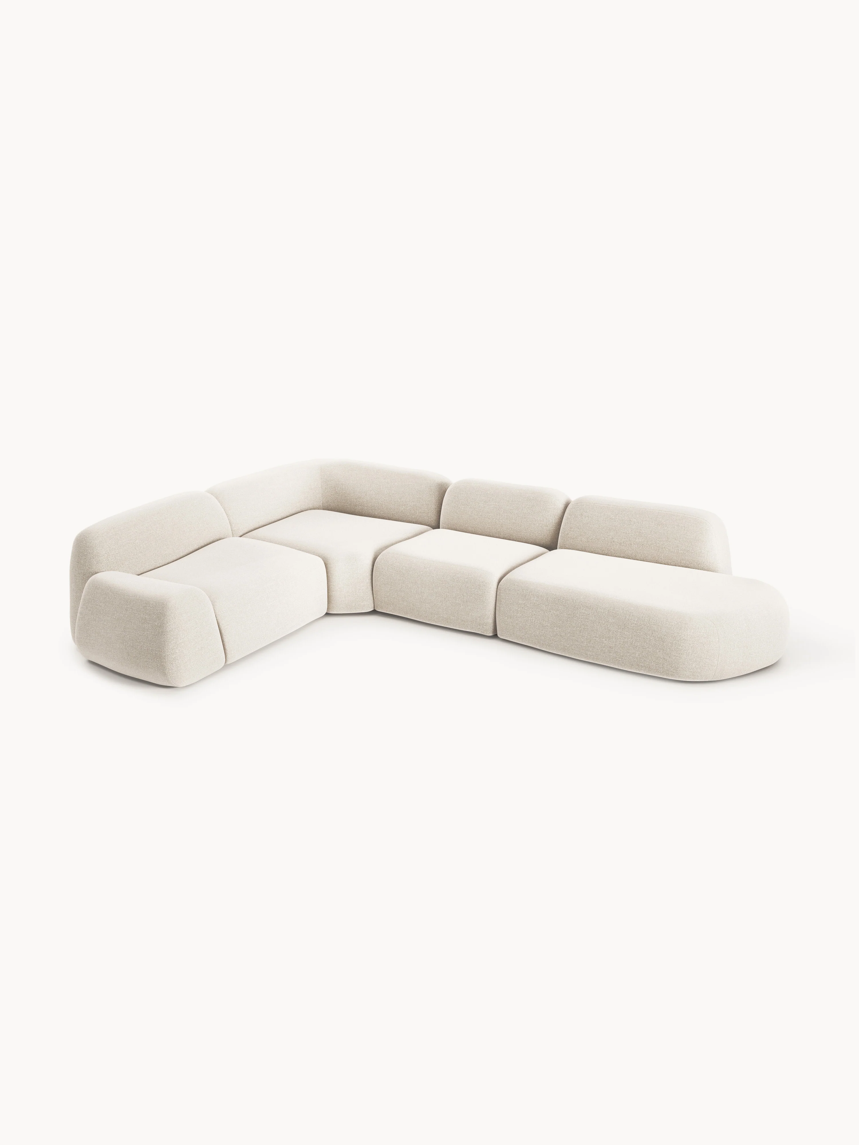 Modulaire bouclé XL hoekbank Wolke met chaise longue