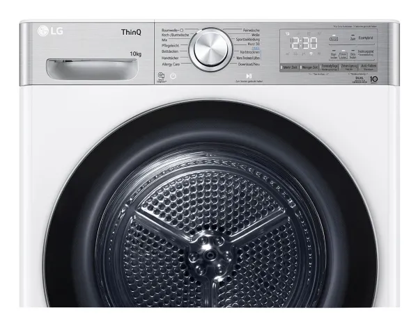 LG V9A2XT, Fritstående, Front-læsning, Kondensering, Hvid, Knapper, Dreje, Venstre