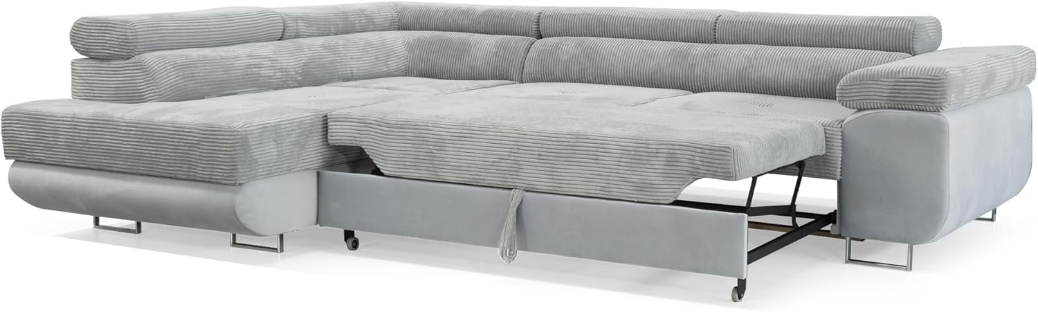 KREATIVE FURNITURE & DESIGN Ecksofa mit Schlaffunktion L-Form, Sofa Couch mit Bettkasten, 3-Sitzer Eckcouch, Schlafsofa für Wohnzimmer, Big Sofa Couch mit Schlaffunktion, Sofabezug (Ottomane Links)