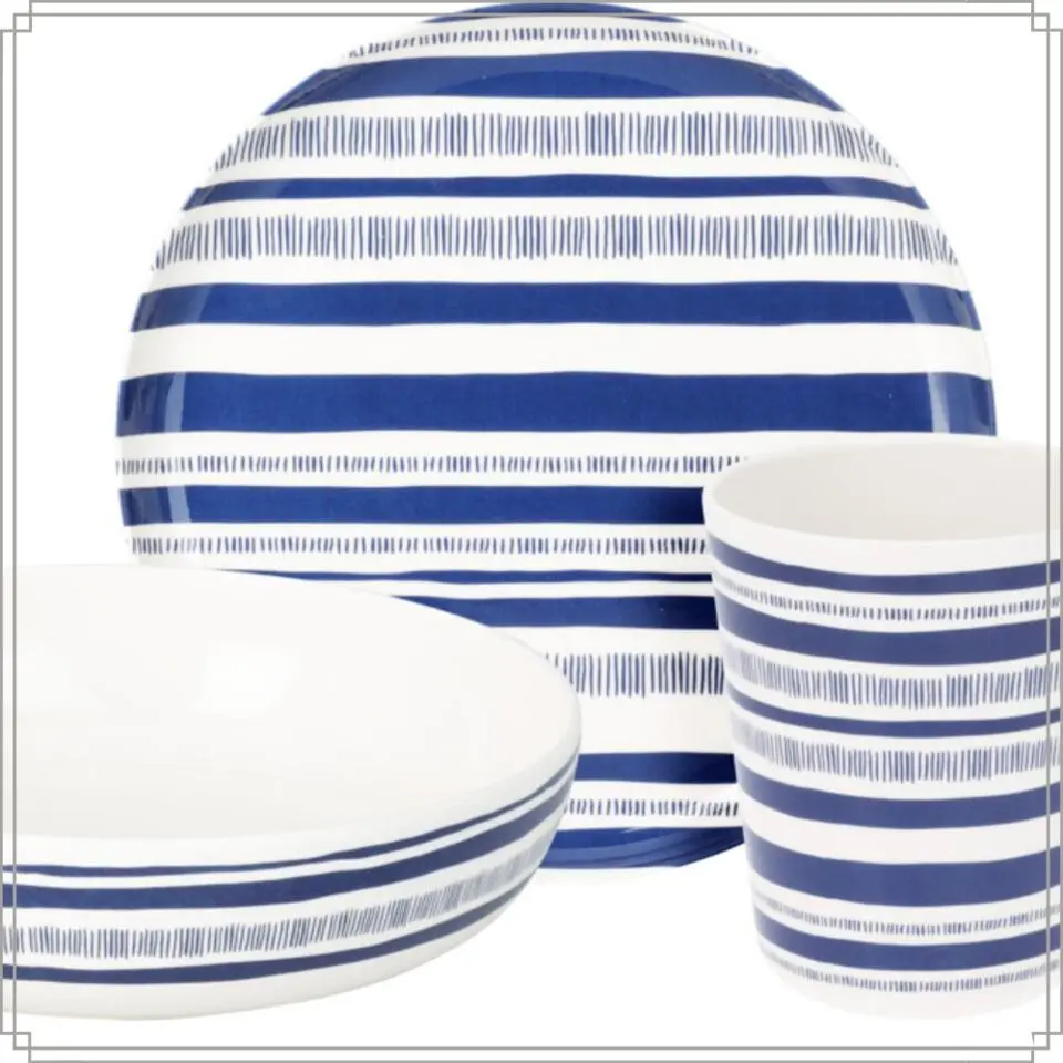 OTIX Serviessets 12 Delig STRIPES - BLUE