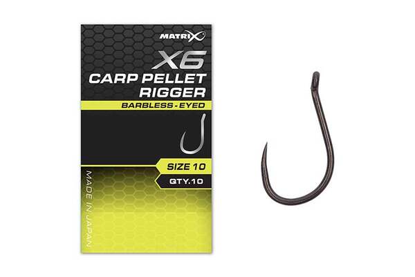 Hameçons Sans Ardillon Matrix X6 Carp Pellet Rigger – 10 Pièces