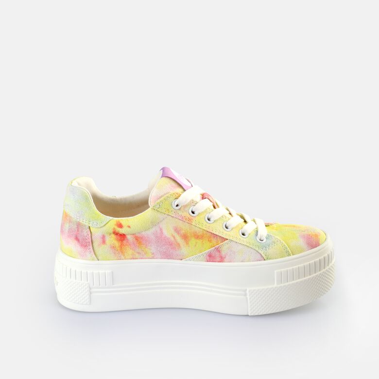 Paired Baskets basses véganes, tie dye corailvert
