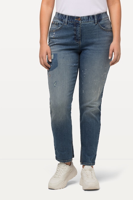 Boyfriend-Jeans, Destroy-Effekte, weites Bein, Stretch