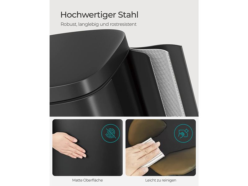 Songmics Abfalleimer 30 l, Grau Stylischer Treteimer