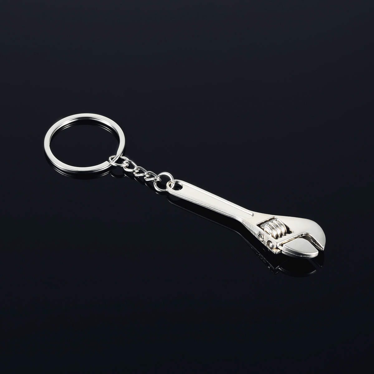 Metall 3D Schraubenschlüssel Schlüsselanhänger Accessoire mit Spaltring - Silber