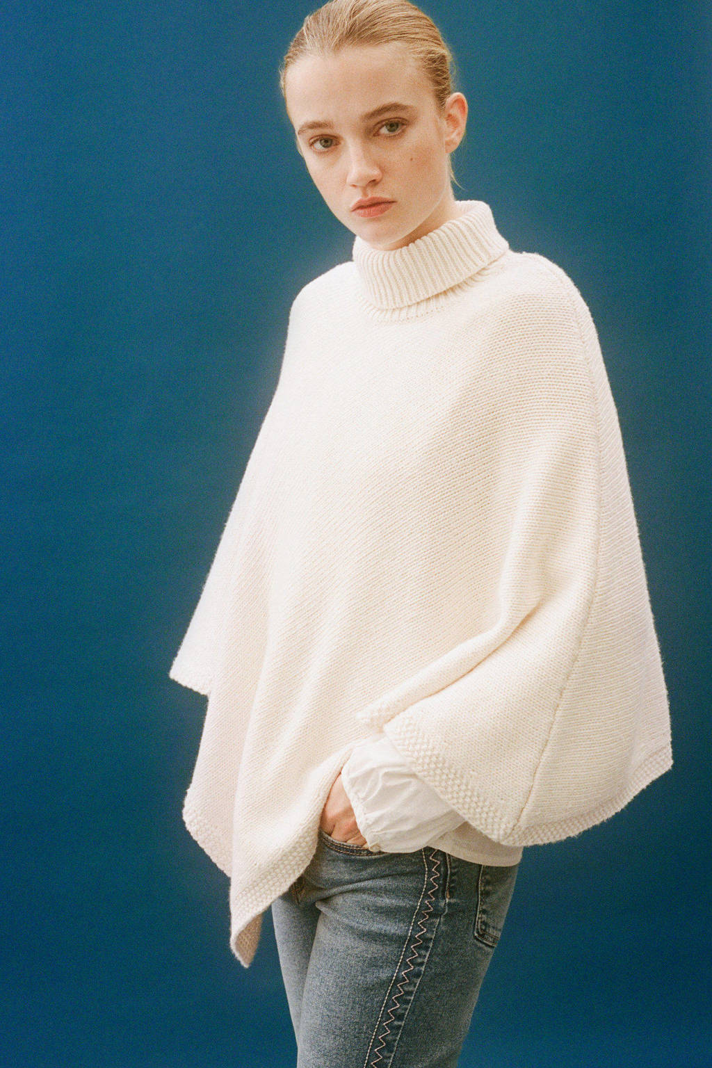poncho naturel wit