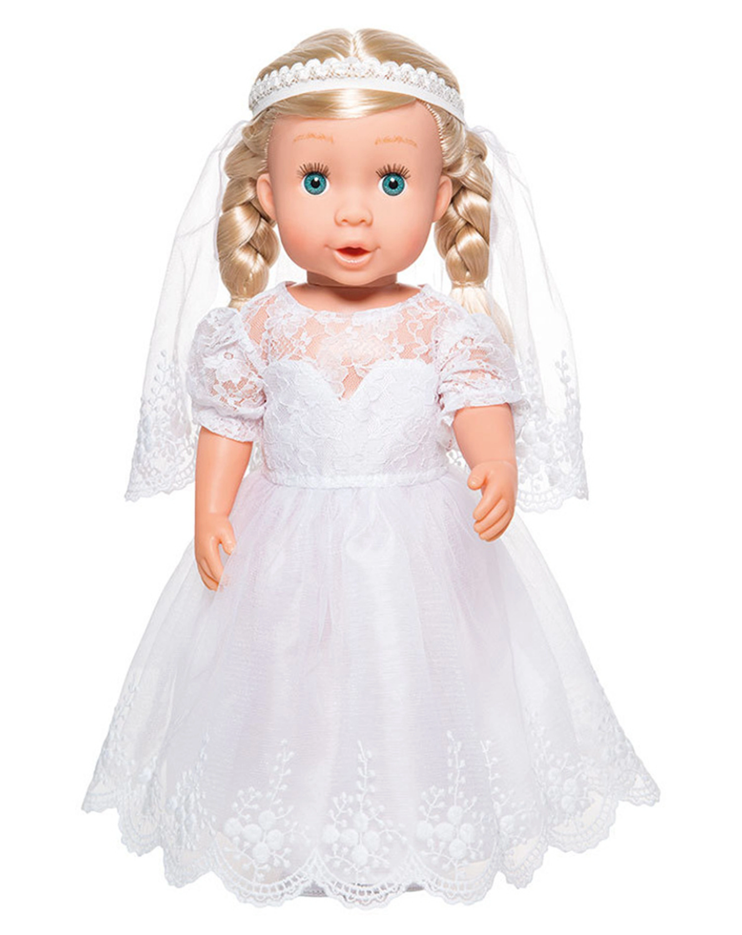 Puppenkleidung BRAUTKLEID SISSI (35-45cm) mit Schleier in weiß
