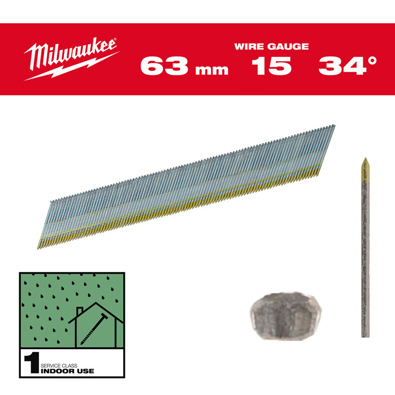 Milwaukee nagels 15G/34°/63mm/G/SC1