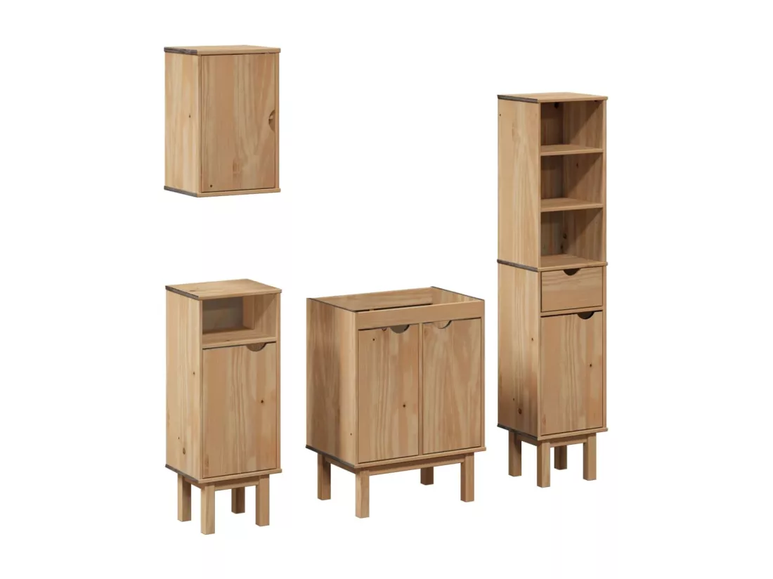 Ensemble de meubles salle de bain 4 pcs OTTA bois de pin massif