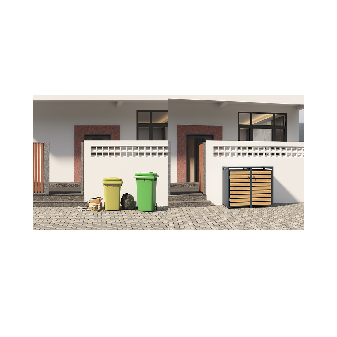 Holmberg Mülltonnenbox für 2x 60L/120L/240L Boxen 2 Türen