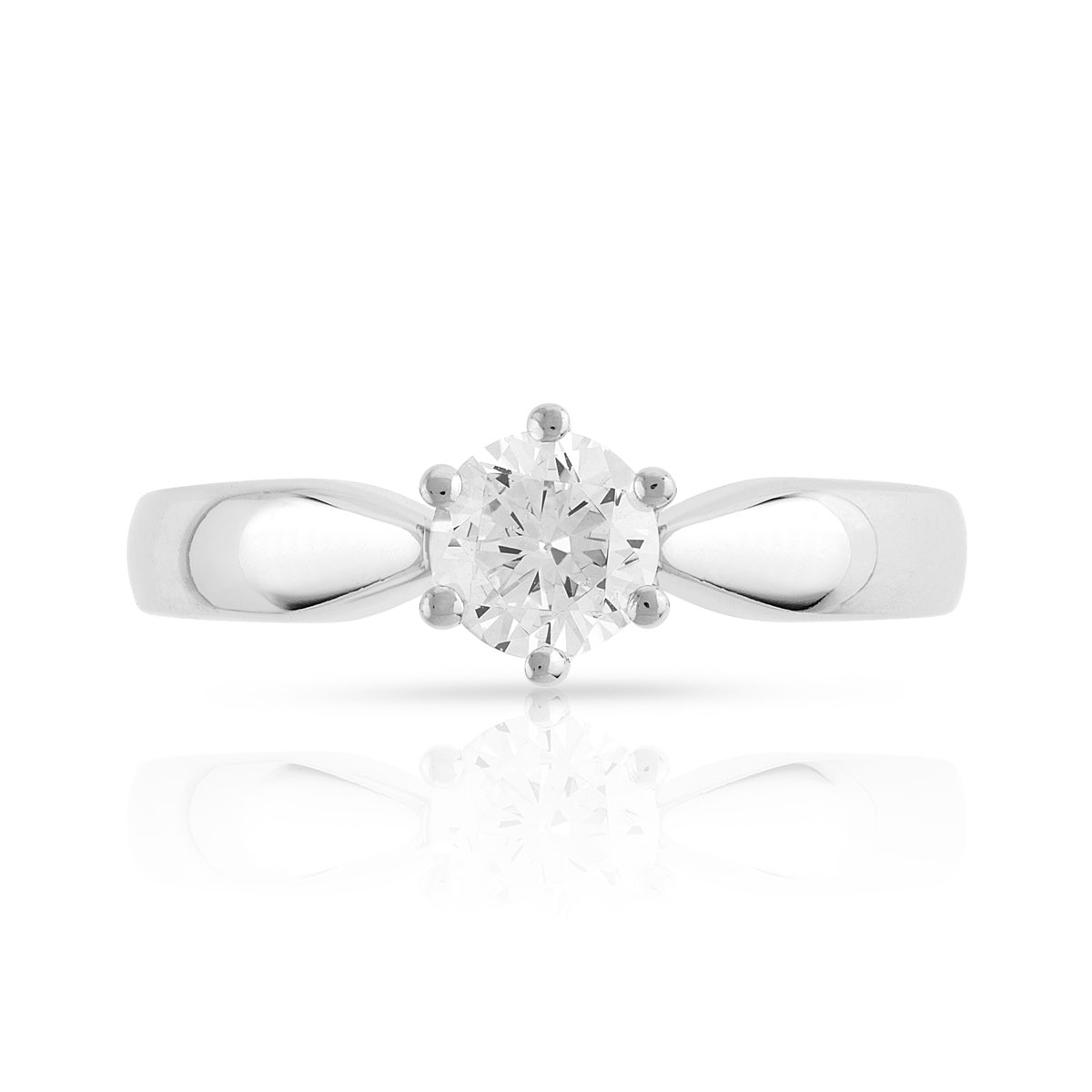 Solitaire or 750 blanc diamant synthétique 0,5 carat