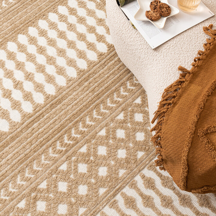 Wasbaar  vloerkleed - Dunya Geo Beige/Wit
