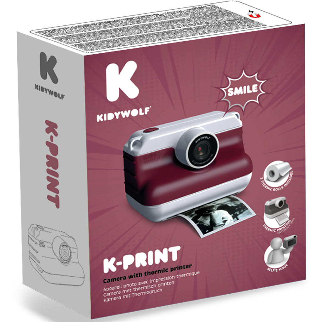 kidywolf kindercamera met thermische printer k-print - rood