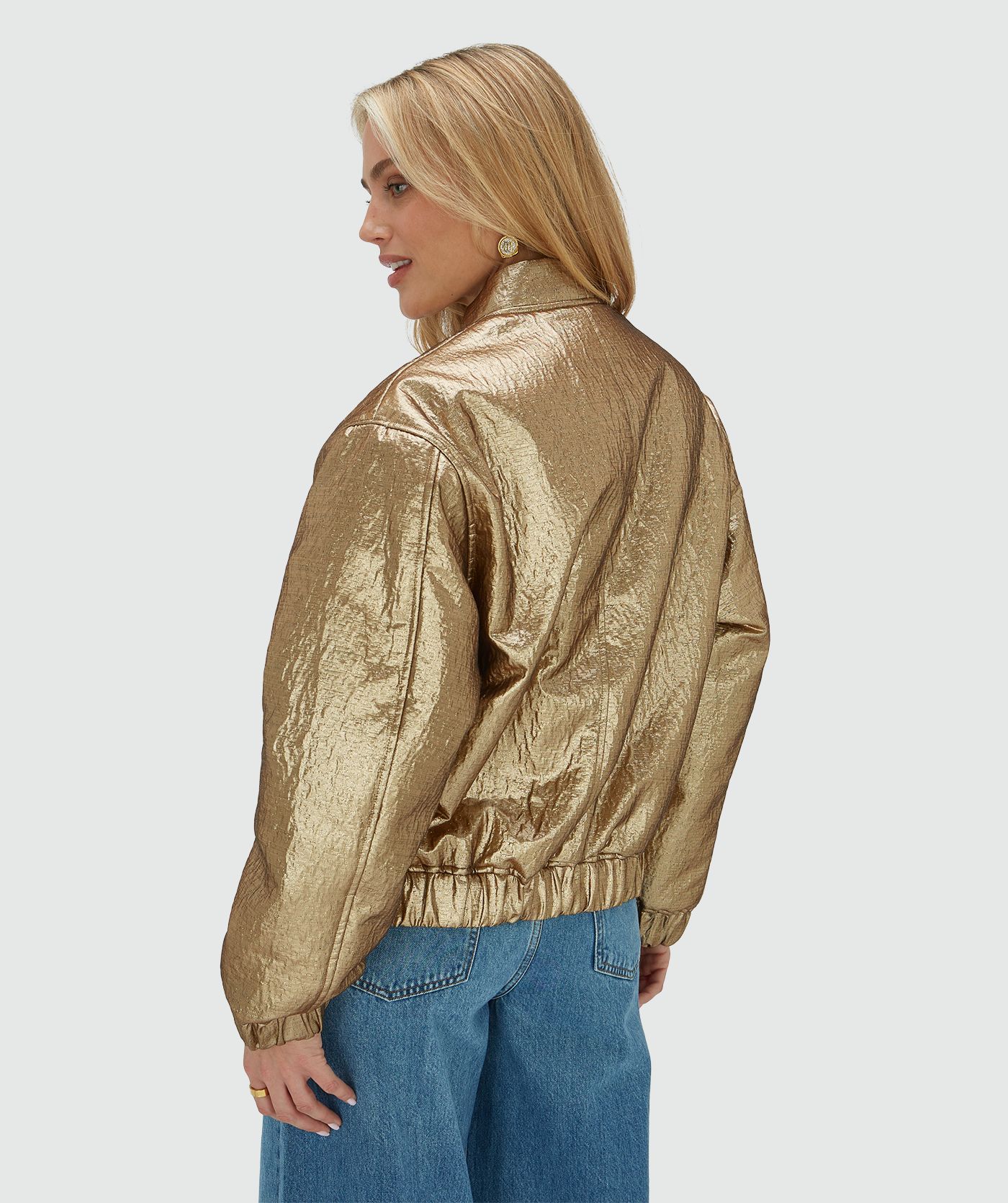 JV-KELSEY oversized bomber jacket in metallic - bronze gold