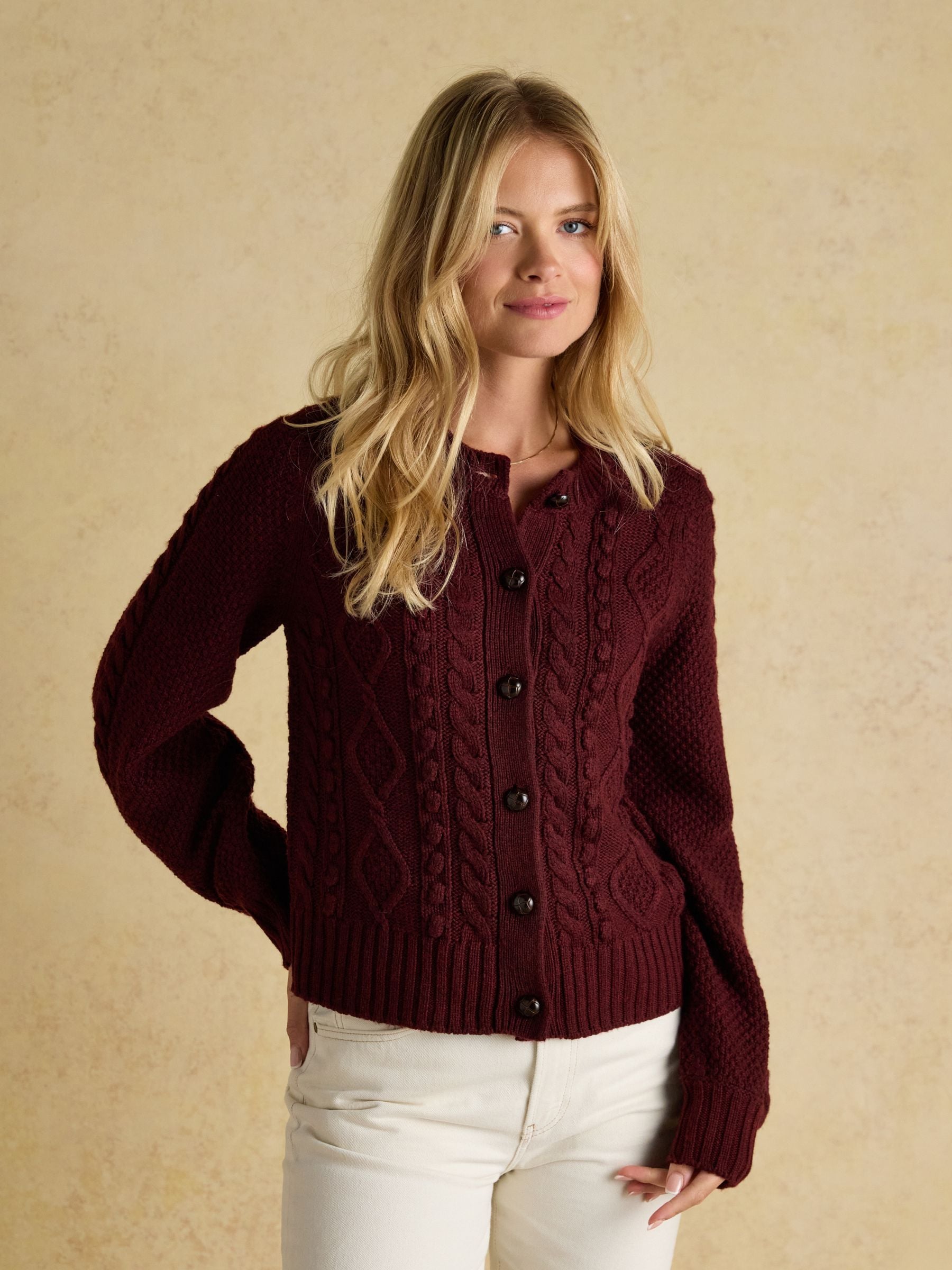 Wijn - Joules Rafferty Kabelgebreid vest