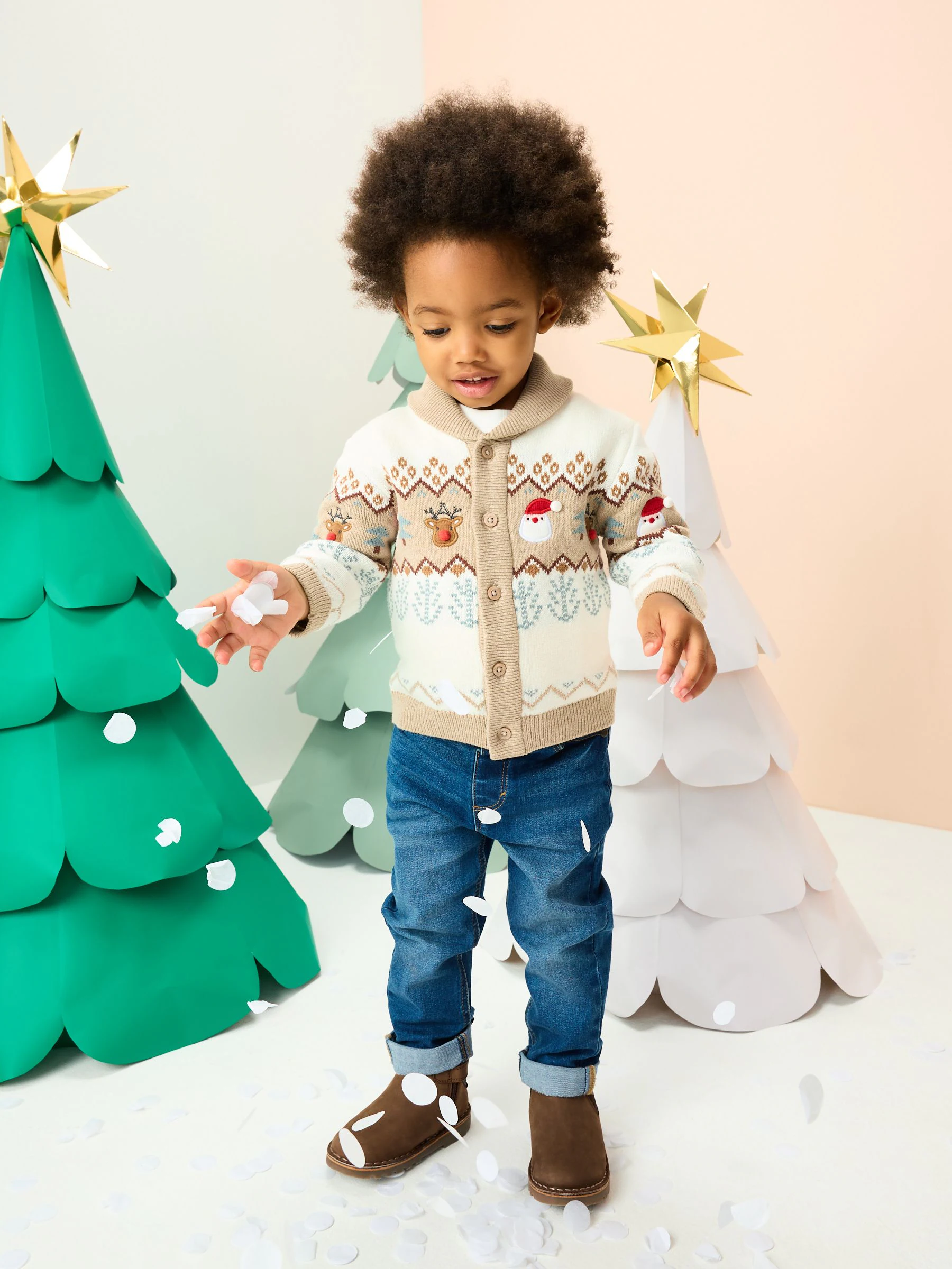 Naturel Fairisle - Kerstmis Vest (3mnd-7jr)