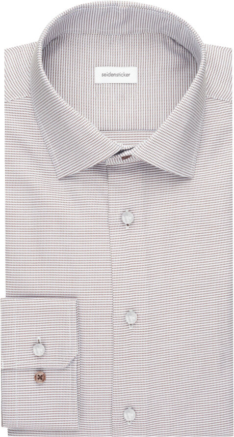 Seidensticker Business Shirt Slim Long sleeve Kent-Collar Small pattern Brown