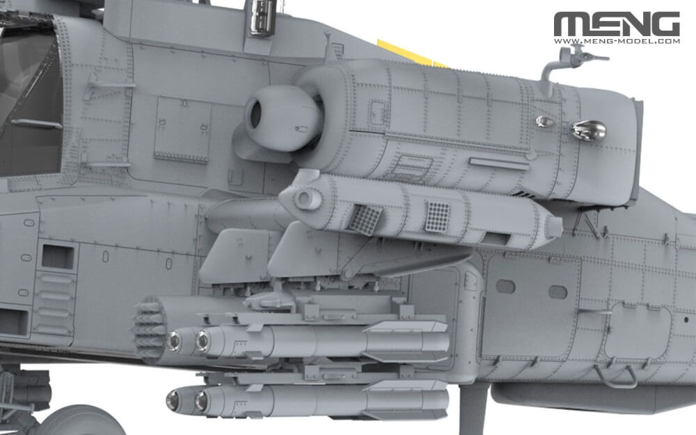 MENG 1/35 AH-64D Apache. Plastikmodellbausatz eines US-amerikanischen Kampfhubschraubers.